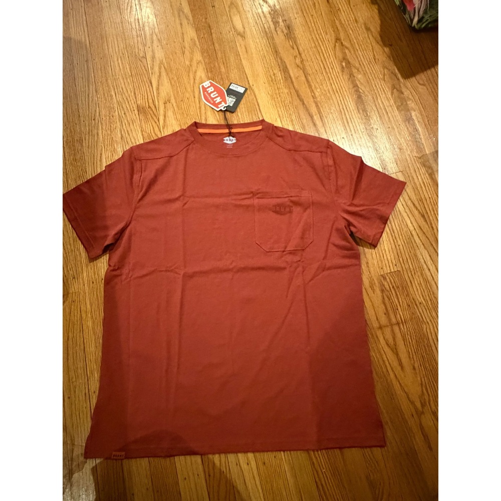Brunt Workwear Mens Pocket T-Shirt Rust Orange Short Sleeve Crewneck Large NWT